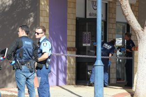 Police investigate an armed hold up at an adult store in Gosnells this morning. Photograph - Matt Devlin.