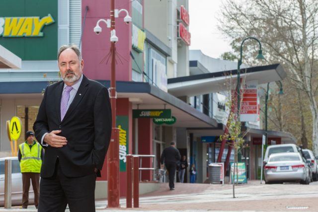 City of Armadale chief executive Ray Tame in front of CCTV which police now have direct access to. Photograph — Matt Devlin.