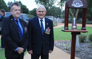 Serpentine Jarrahdale president Ric Giblett and Peter Dimopoulos on Anzac day in 2013. Photograph — Robyn Molloy.