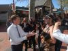 Liberal candidate for Canning Andrew Hastie speaking to locals in the Jull Street Mall on Tuesday. Photograph — Hamish Hastie.