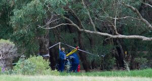 Police at the scene of the murder in April 2013. Photograph — Matt Devlin.