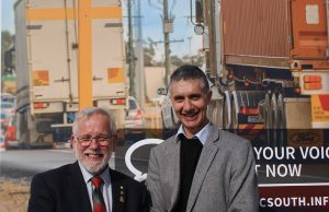 Armadale Mayor Henry Zelones and member for Armadale Tony Buti on Armadale Road as part of the City of Armadale’s community connect south campaign.