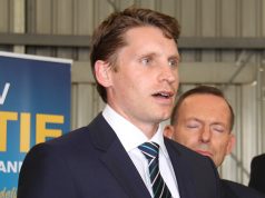 Canning by-election candidate Andrew Hastie with Tony Abbott on Saturday in Kelmscott. Photograph - Robyn Molloy.
