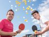 Ping pong-a-thon organiser Martin Dodge and participant Tiger Ross will be playing table tennis this weekend to raise funds to help stop international human trafficking. Photograph — Matt Devlin.