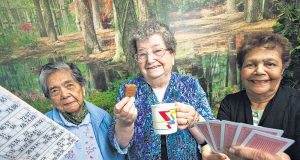 Angie Stone, Myra Cunningham and Noreen Vallis enjoy a day of socialising at the club. Photographs — Matt Devlin.