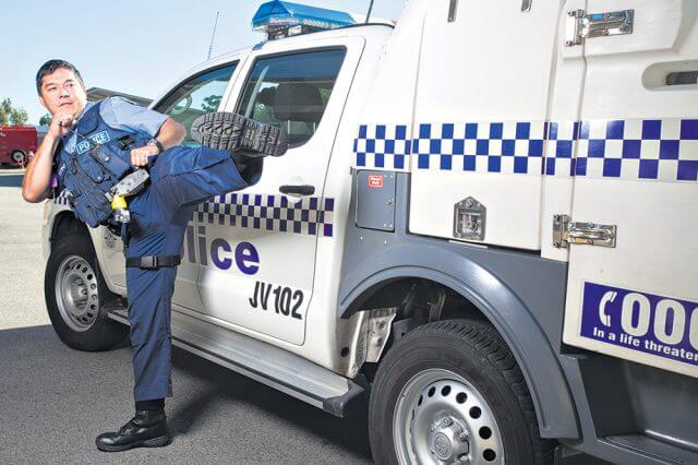 Senior Constable Joseph Gonzalez’ career has gone down many paths from martial arts instructor to dancer to police officer. Photographs — Matt Devlin.