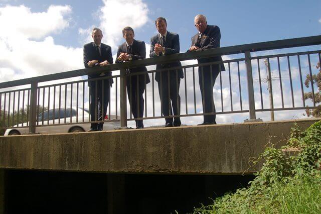 Member for Darling Range Tony Simpson, Liberal candidate for Canning Andrew Hastie, Federal Justice Minister Michael Keenan and Shire of Serpentine Jarrahdale president Keith Ellis.