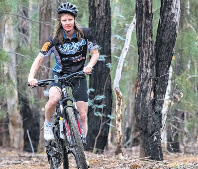 Helen Davey, 44, from Serpentine has started training and fundraising for this year’s off road life cycle for canteen event. Photograph — Matt Devlin.