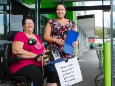 Camillo residents Gwen Singh and Laura Shockthorap will collect signatures for a petition to fix the issues at Denny Avenue this Saturday. Photograph — Matt Devlin.