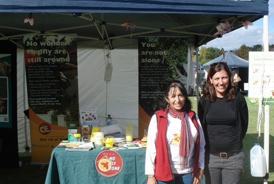 Volunteers Isabel Arevalo-Ligne and Rachel Davison will be giving out information on how to stem Mediterranean fruit fly populations at this Saturday’s Karragullen expo.