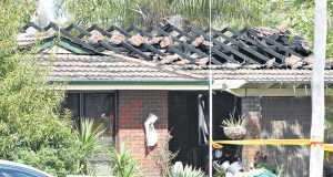 The house was gutted by fire this morning. Photograph - Matt Devlin.