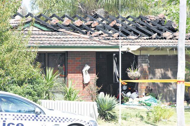 The house was gutted by fire this morning. Photograph - Matt Devlin.