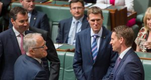 Prime Minister Malcolm Turnbull welcomes Member for Canning Andrew Hastie to parliament.
