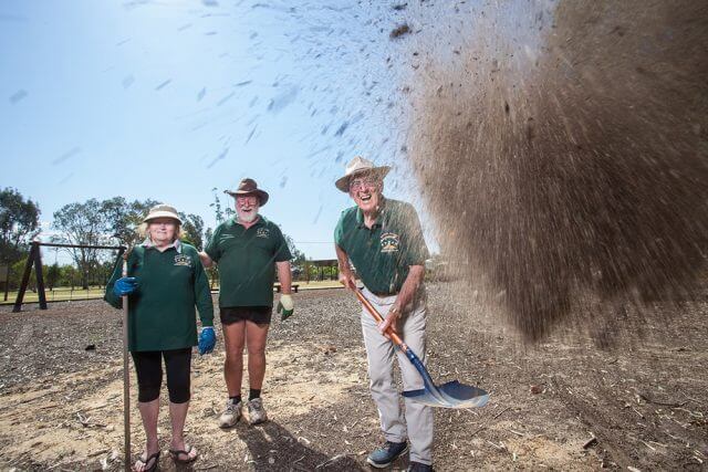 Byford Glades residents association member Sylvia Whibley, treasurer Keith Whibley and president John Kirkpatrick are preparing to build the community garden in the Glades estate. Photographs – Matt Devlin.