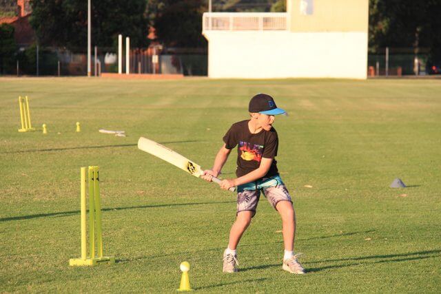 Dalton Briggs from Armadale tries batting. Photograph - Robyn Molloy.