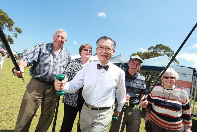 Robert and Jenny Albonico, City of Canning mayor Paul Ng, Ben Bianchini and Mary Bianchini at the City of Canning’s seniors week activities on Monday. Photograph — Hamish Hastie.