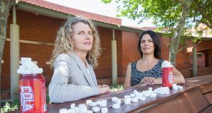 Curtin research associate Christina Pollard and live lighter campaign director Maria Szybiak were warning people about overconsumption of sugary drinks. Photograph – Matt Devlin.