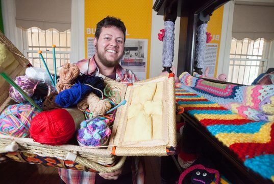 Yarn bombing artist Lex Randolph will pass on his expertise at a workshop on Sunday. Photograph — Matt Devlin.