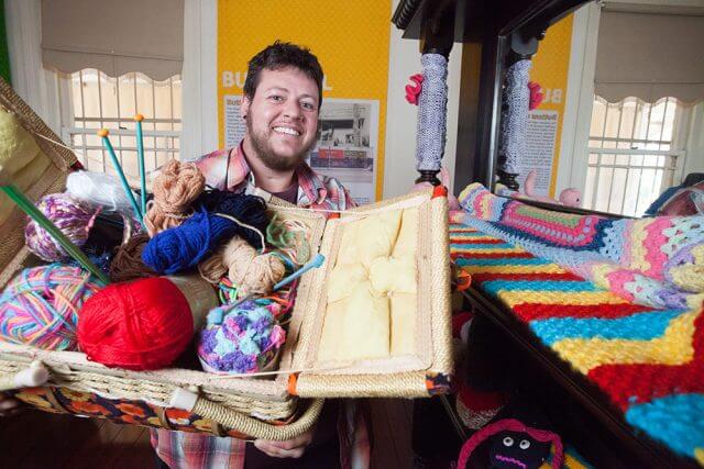 Yarn bombing artist Lex Randolph will pass on his expertise at a workshop on Sunday. Photograph — Matt Devlin.
