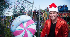 Armadale resident Alex Cutting installed more than 80,000 lights in his yard for a Lifeline display. Photograph – Matt Devlin.