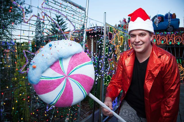 Armadale resident Alex Cutting installed more than 80,000 lights in his yard for a Lifeline display. Photograph – Matt Devlin.