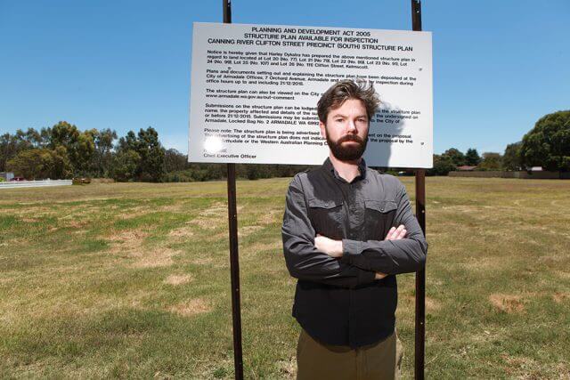 Kelmscott hills resident Matt Rule is worried about the impact high density development in the Clifton Street south precinct will have on the area. Photograph — Matt Devlin.