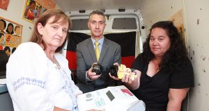 Ear bus ear screeners Jane Matthews and Tania Harris and Member for Armadale Tony Buti are worried ear health in indigenous children will be compromised. Photograph — Matt Devlin.