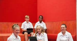 Byford Secondary College year seven students Nash Waldron, John George, Tori Schilling, Kira Gibsone and Abbie McKenzie are part of the school’s largest cohort yet. Photograph — Matt Devlin.