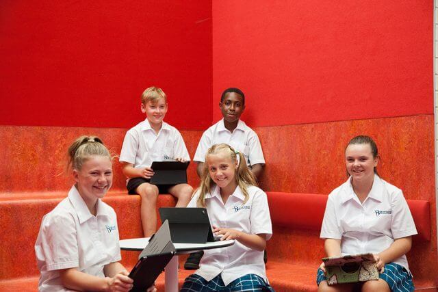 Byford Secondary College year seven students Nash Waldron, John George, Tori Schilling, Kira Gibsone and Abbie McKenzie are part of the school’s largest cohort yet. Photograph — Matt Devlin.