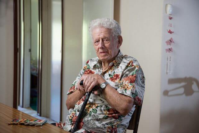 Camillo resident Robert Halls, 98, was a Rat of Tobruk, a name Australian soldiers wore proudly after the Tobruk siege 75 years ago. Photograph — Matt Devlin.