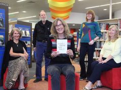 Armadale Writers’ Group members Shirley Vidovich, Trevor Herron, Liz Reed, Gemma Sidney and Sonia Bellhouse with the Tales From The Dale anthology launching this Saturday. Photograph — Matt Devlin.