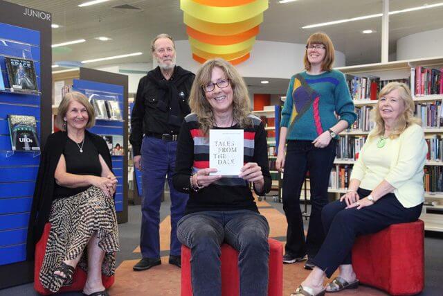 Armadale Writers’ Group members Shirley Vidovich, Trevor Herron, Liz Reed, Gemma Sidney and Sonia Bellhouse with the Tales From The Dale anthology launching this Saturday. Photograph — Matt Devlin.