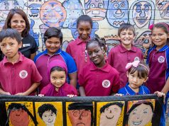 Parkwood Intensive English Centre deputy principal Letchme Paul with students who will be involved in the multicultural festival celebrations. Photograph — Kelly Pilgrim-Byrne.