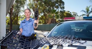 Mundijong Police Sergeant Kelly Hanson is among the officers targeting hoons and traffic offenders. Photograph — Matt Devlin.
