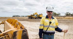 Keysbrook Mineral Sands production coordinator Stephen King surveys the sand pit, which is no more than about three metres in depth. Photograph - Matt Devlin.