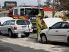 Firefighters cleaning up the fuel leak from the Falcon. Photograph – Matt Devlin.