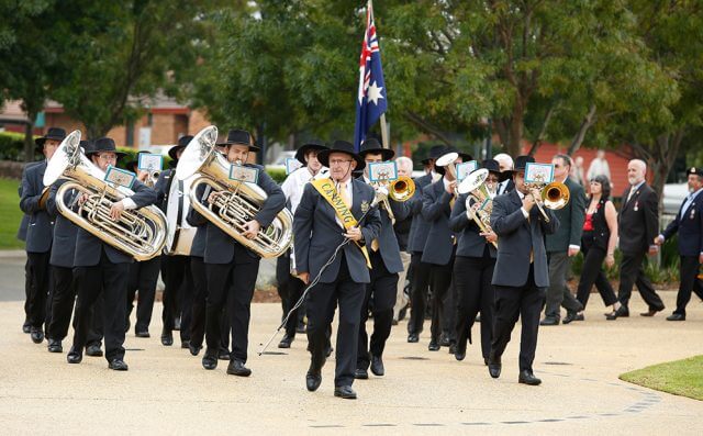 The Canning City Brass Band marched at the Anzac Day service.