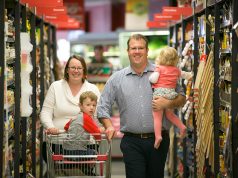 New Tangney Liberal Party candidate Ben Morton with his wife Asta and their two children Harrison and Madeleine.