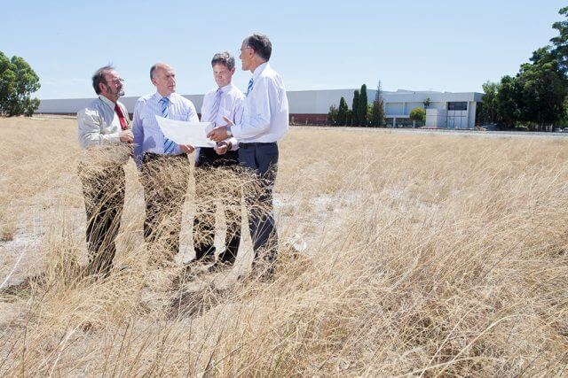 More than three years ago former Gosnells mayor Dave Griffith, Member for Riverton Mike Nahan, Member for Southern River Peter Abetz and Senator Eric Abetz campaigned at the proposed site for the Nicholson Road train station. Photograph – Matt Devlin.