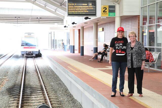 City of Gosnells policy assistant to the chief executive Maxine McInnes and mayor Olwen Searle are calling for the extension of the Thornlie train line. Photograph — Matt Devlin.