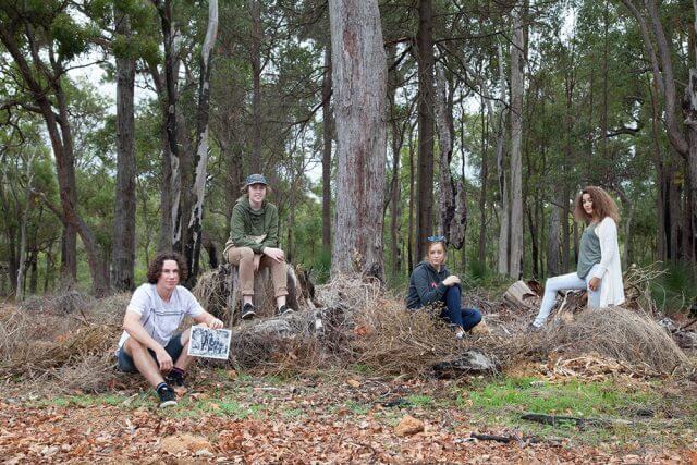 SJ-Jarrahdale-walks Blair Giblett, Koen Giblett, Chanae Dunstan and Isabella Leitch-Keating will bring the past alive at the Jarrahdale ghost walk. Photograph — Matt Devlin.