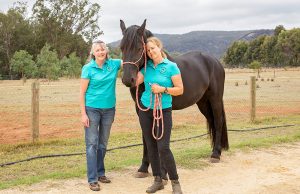 Serpentine Jarrahdale Equine Landcare Group members Karen Miller and Linda Starcevich with Llewella. Photograph — Kelly Pilgrim-Byrne.