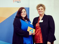 Laura Smith, 18, accepting her registered training achiever award from Department for Child Protection and Family Support’s director general Emma White.
