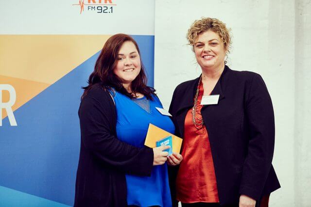 Laura Smith, 18, accepting her registered training achiever award from Department for Child Protection and Family Support’s director general Emma White.