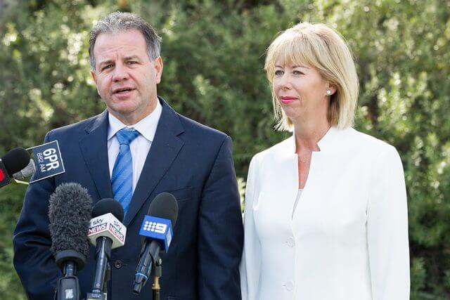 Current Federal Member for Tangney Dennis Jensen with his partner Trudy Hoad following Dr Jensen’s announcement he would run as an independent. Photograph – Matt Devlin.